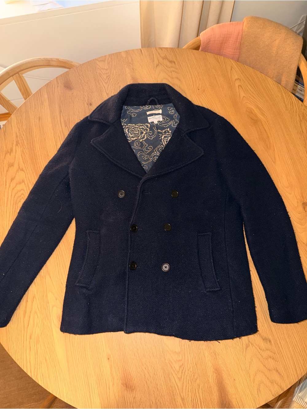 Gant Men's Double-Breasted Navy Pea Coat